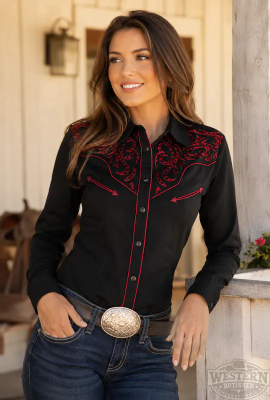 Rodeo Clothing Dameskjorte – Klassisk Western med Broderi