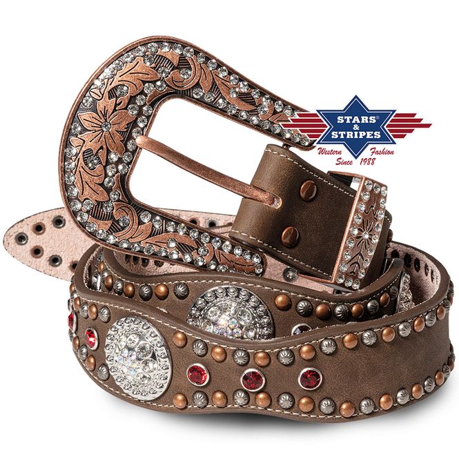 Hovedbilde Stars & Stripes Brunt Westernbelte Stone-7