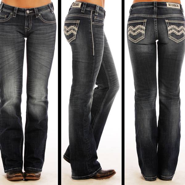 Rock & Roll Cowgirl Dark Vintage BootCut Riding Jeans