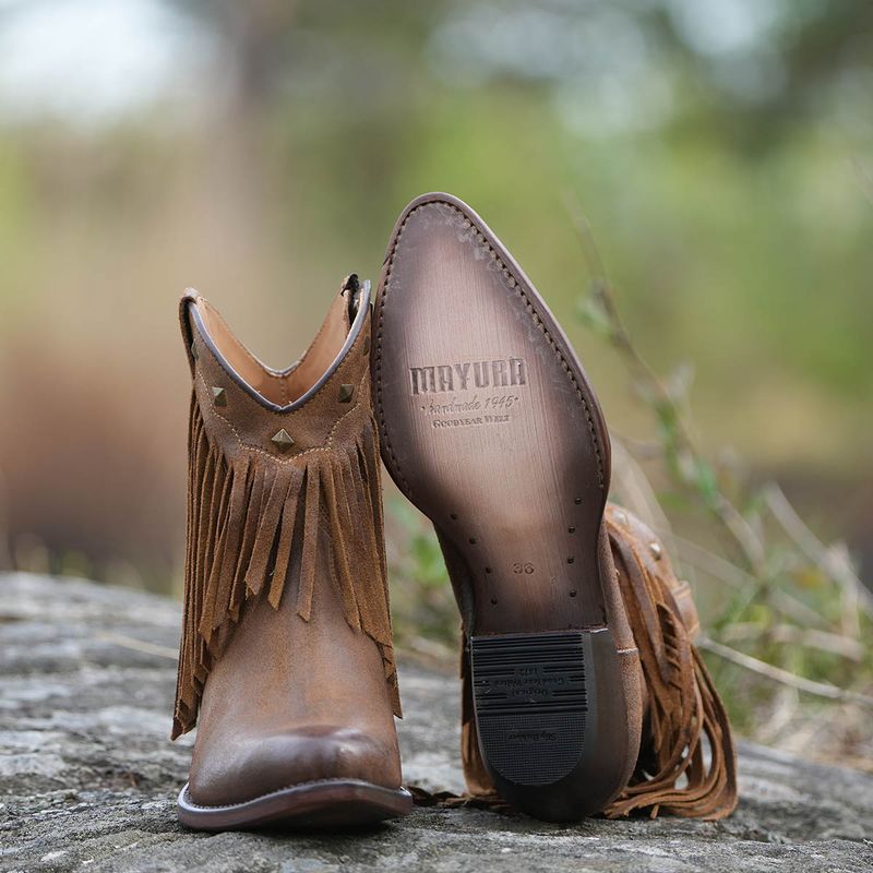 Mayura Atenea Ankelhøye Cowgirl Boots Med Frynser - Afelpado Tabaco 