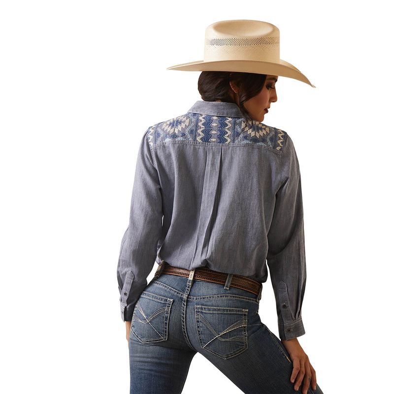 Ariat R.E.A.L. Billie Jean Langermet skjorte-Chambray Blue