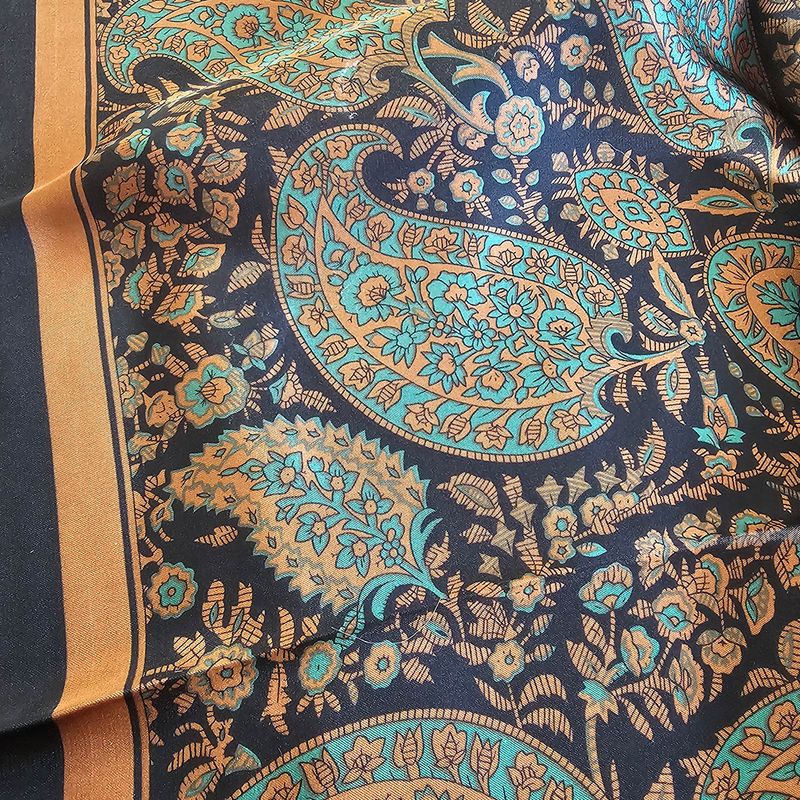 Western bandana skjerf – paisley turkis/brun