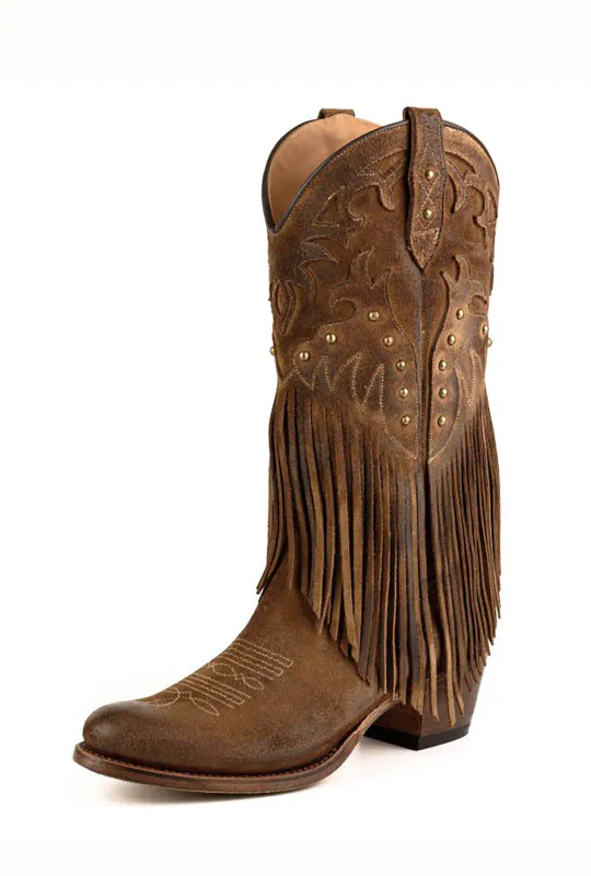 Mayura Afelpado Tabaco Boots Med Frynser